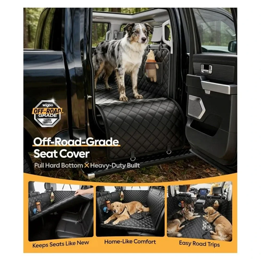 Wigoo Dog Car Seat Cover For Back Seat 450lbs Hardbottom Dog‎ Hammock Waterproof